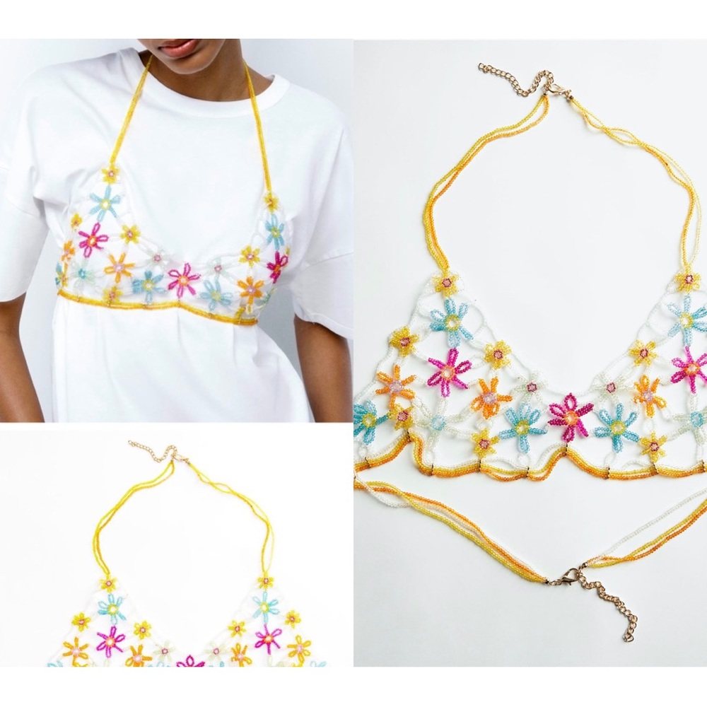 Zara floral beaded bralette top